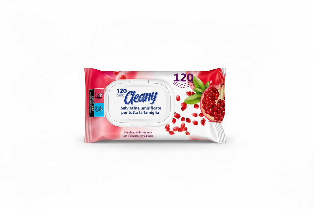 Cleany Salviettine Umidificate al Profumo di Melograno 120 pz