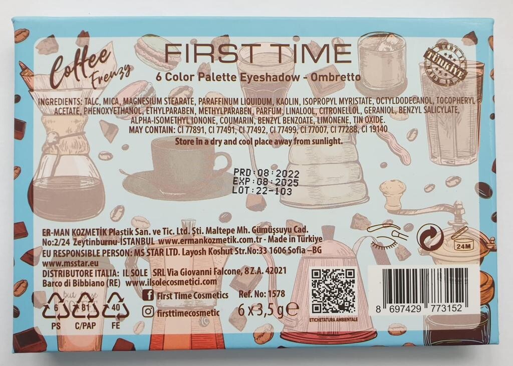 FIRST TIME BLUE COFEE - OMBRETTO OCCHI 6 COLORI
